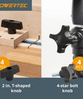 T Track Knob Kit With 5/16-18 T Bolts And Washers, All-In-One 46 Piece Set featuring T-shaped and 4-star knobs in woodworking jig