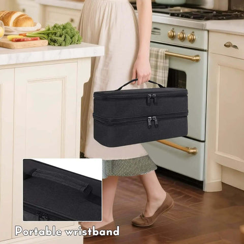 Solid Double Layer Hand Blender Storage Bag And Handy Mixer Transport Case For Kitchen Appliance Protection And Zero Drama Pantry Organization With Generous Padding And Heavy Duty Polyester, black, 10.2 x 5.5 x 5.5 in.
