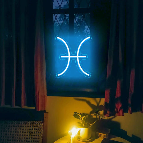 Pisces Neon Sign For Wall Decor Led Zodiac Light Dope Vibe Horoscope Neon Light For Birthday Parties And Home Kids Room