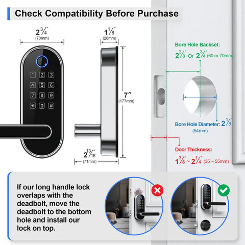 Game Changing Keyless Entry Fingerprint Smart Lock With Handle And Keypad For Us Doors, No Sweat Diy Install, Smooth Bluetooth App Control, Real Deal Home Security For Airbnbs And Rentals, Connects Easily With Alexa And Google Home