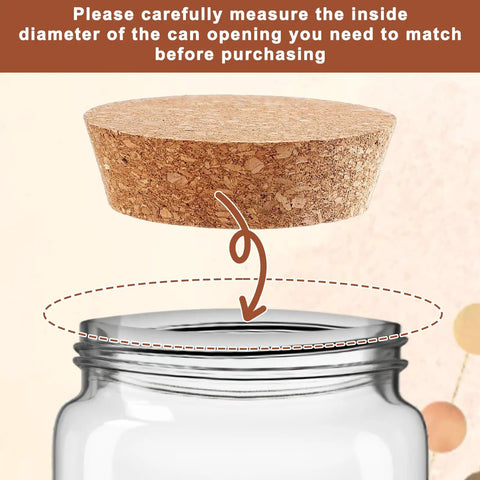 Tapered Cork Stoppers Set, Large 3.5 Inch Wood Cork Bottle Plugs shown above a canning jar.