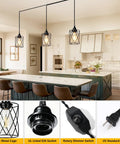 Sleek 15 Foot Plug In Pendant Light With Dimmable Black Metal Shade And Twisted Cord Zero Hassle Hook Up Industrial Ceiling Fixture in kitchen