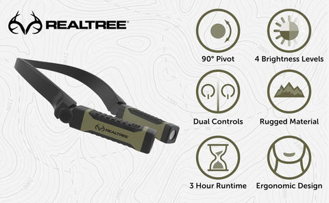 Hands Free Neck Light For Camping Hunting And Work, Ultra Bright With Low Mode, Water Resistant Green Necklamp image showing features