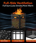 Heavy Duty 63 Gallon Burn Barrel Fire Pit For Outdoors 30 Inch Incinerator Barrel with fire and vented steel design.