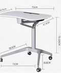 Plug And Play Adjustable Laptop Desk Featuring A Rock Solid Portable Rolling Stand dimensions with adjustable height and smooth casters.