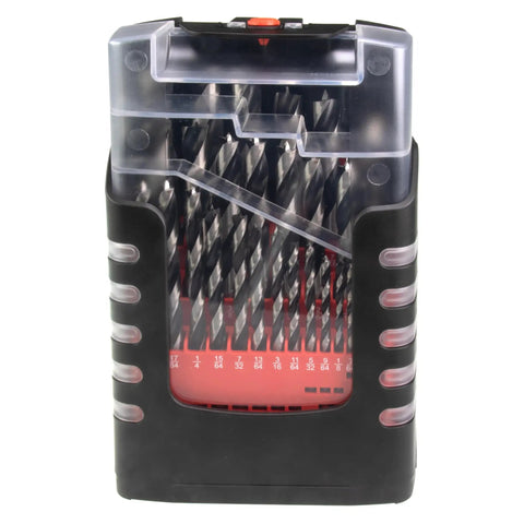 Pro Grade Brad Point Drill Bit Set With Chrome Vanadium Bits 29 Piece Imperial Range From One Sixteenth To One Half Inch Packaged