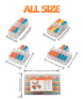 All sizes of Lever Wire Connectors Kit, Tool-Free Quick Push-In Splice Connectors For Lighting Fixtures, 30-Pack displayed in measurements