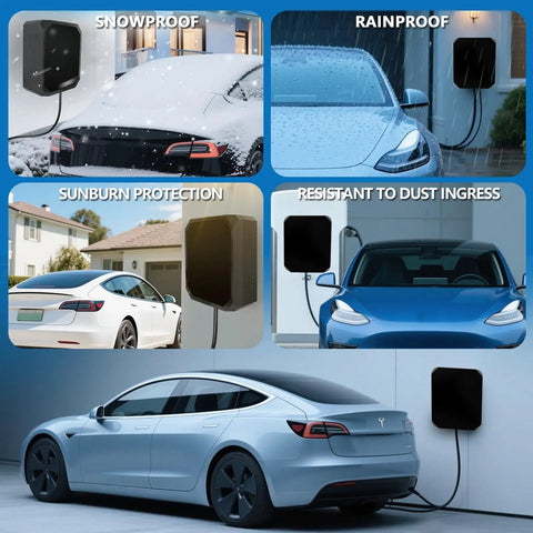Outdoor Charger Station Cover Box For Tesla Gen 3 Wall Connector And Electric Vehicle Charge Point Weatherproof Cold Rolled Steel Enclosure with snowproof, rainproof, sunburn protection features.