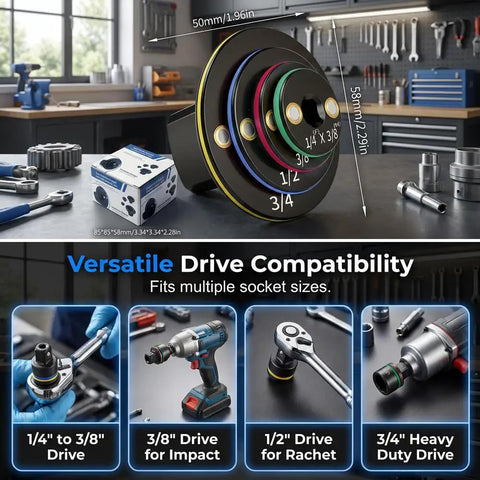 Upgraded Low Profile Impact Socket Adapter Set With Stubby Drive Ratchet Kit For 3/8 To 1/2 And 1/4 To 3/8 Fits Tight Spots Perfectly, 4-piece steel adapters