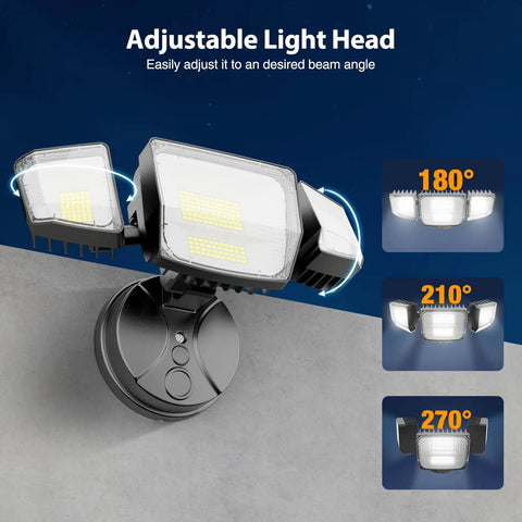 Freakin Bright 4 Head LED Flood Light With Switch Control 90W Heavy Duty Outdoor Security Spotlight IP66 Waterproof Garage And Patio Illumination 10000 Lumens Crisp Daylight White