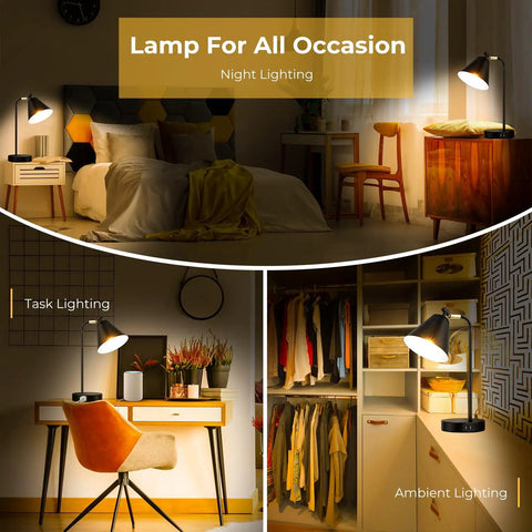 Must Have Dimmable Desk Lamp With 2 USB Ports And AC Outlet, Touch Sensor Nightstand Reading Light in bedroom, office, closet
