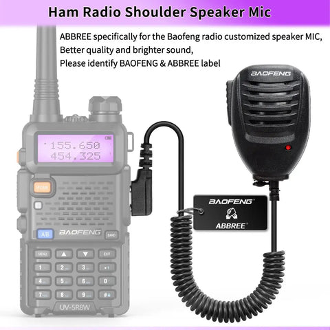 Walkie Talkie Microphone For UV 5R And Other Ham Radios With 3.5mm Jack And 360 Degree Stainless Steel Clip connected to radio