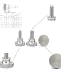 Knurled Thumb Screws M6x30mm Flat Head With Shoulder Grip Ten Pack 304 Stainless Steel Rust Resistant Hardware shown in various angles