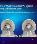 Front view of 2 Inch V Type Sliding Gate Roller Set For Heavy Duty Steel Wheel Track Rail Ideal For Sliding Gates