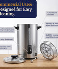 100 Cup Commercial Coffee Urn And Hot Water Boiler With Dual Wall Insulation Keeps Coffee Hot For 24 Hours Dripless Faucet Stainless Steel Server
