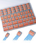Pro Grade Lever Wire Connectors Kit With Push In Design For Quick Connect 28-12 AWG 2 Port 3 Port 5 Port Electrical Connector Assortment Set Copper Conductors Built To Last displayed in case