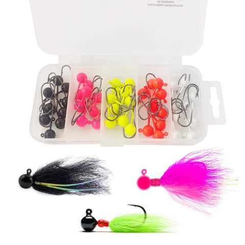 Pro Grade Fly Tying Jig Heads Kit With 50 Jig Heads For Fly Fishing DIY Lure Making Set For Tying Flies 1/124 Oz Weights