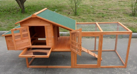 Deluxe Large Wood Chicken Coop With Nesting Box And Run For 3 To 5 Chickens Durable Fir Construction Easy Clean Tray