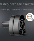 Beast Mode Ccs To Nacs Adapter For Tesla Model 3 X Y S Plus, black UL certified charging connector with CCS and NACS ports.