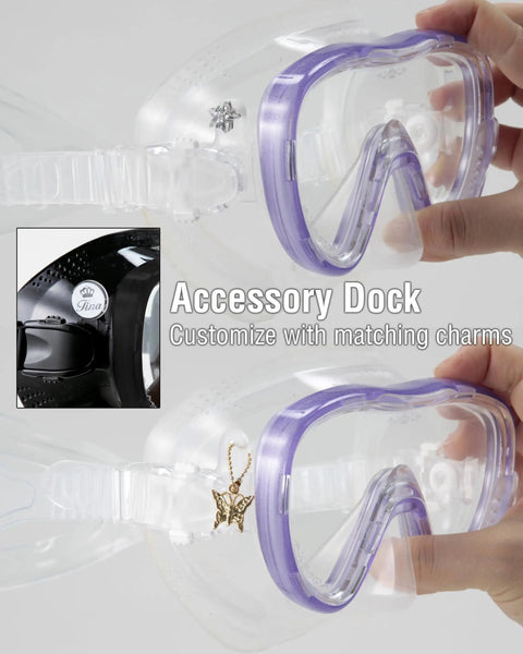 Freedom Tina Snorkel Mask With Low Profile One Window Design For Crystal Clarity And Easy On Off Accessory Dock For Personalization