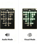 Practice Morse Code Kit Pro with LED Visual Feedback and Audio Beeps showing audio and visual modes side by side.