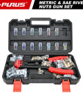 Heavy Duty Rivet Nut Gun Kit With 14 Inch Jaw And 214 Piece Professional Rivnut Tool Set Including 11 Metric SAE Mandrels Plus 200 Premium Rivnuts And Sturdy Storage Case for auto repair