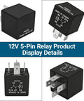 Heavy Duty 5 Pin Automotive Relay 12V 40A Plug In And Go Fuel Pump Starter Switch For Ford F150 Explorer Expedition Transit Runs Smooth Takes A Beating Every Day 2 Pack display showing different angles and pin configurations.