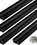 48 Inch Aluminum T Track Set For Woodworking With Double Cut Profile Universal Fit Predrilled Mounting Holes And 48 Screws Black Four Piece Kit