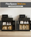 Heavy Duty 36 Inch Locking Metal Storage Cabinet With One Drawer And Adjustable Shelves For Home Garage Office School And Warehouse Durable Steel Scratch Resistant And Easy To Clean shown with open shelves