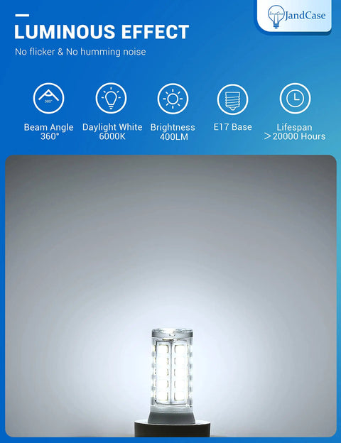 Under Hood LED Bulbs For Microwave And Kitchen Appliances, 4W E17 6000K Daylight White, showcasing luminous effect features.