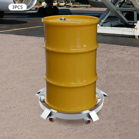 Heavy Duty Drum Dolly Built Tough With Q235 Steel Five Wheels 1250 Lb Load Capacity Secure Load Design To Stop Sagging And Tipping The Ultimate Workshop Workhorse For Fast, Safe Drum Handling. 55-gallon drum on five-wheel steel dolly
