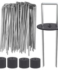 50 Pack 6 Inch Vapor Barrier Stakes With Landscape Staples And Gasket Caps Heavy Duty 11 Gauge Galvanized Steel Ground Staples