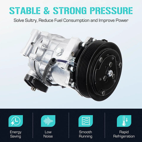 Heavy Duty AC Compressor With Clutch Fit Dodge Ram 1500 2500 3500 Pickup Dakota Durango 3.9L 5.2L 5.9L 8.0L 1994 To 2002 side view