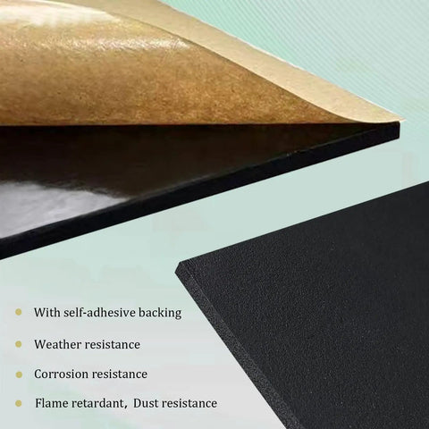 Close-up of Four Pack Real Heavy Duty Neoprene Foam Self Adhesive Pads 6 By 6 Inches Half Inch Thick, showing self-adhesive backing.