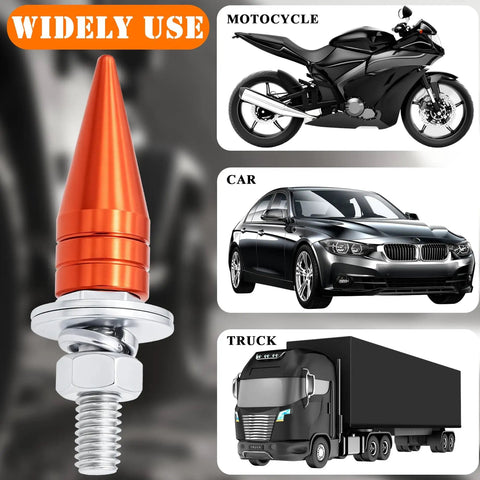 Spike License Plate Screws Kit Four Pieces Dope Anti Theft Bolts For Cars Trucks And Motorcycles Durable Stainless Steel And Aluminum Alloy Orange Finish For Secure Mounting And Sick Bold Look