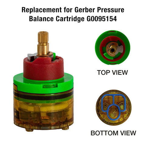 Shower Cartridge Replacement For Gerber SafeTemp 2 Single Handle Valve 95 152 95 154 GS105 top and bottom views shown