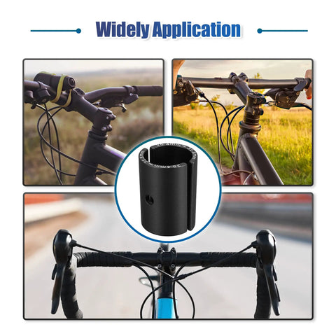 2 Pair Bike Handlebar Shim 25.4 To 31.8mm Adapter Kit showing wide application on MTB, road, and cruiser bikes with black aluminum alloy design.