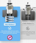 Comparison of Elbow And Straight Push To Connect Fittings Set with sealing coating vs uncoated showing better seal, 5/32 Inch Tube to 1/8 NPT.