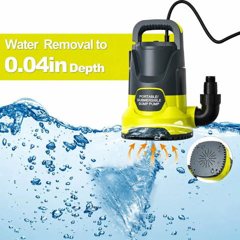 Rock Solid Heavy Duty Workhorse 1HP Submersible Sump Pump Yields Killer 3700GPH Water Flow shown in action, portable design with clear water removal.
