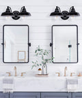 Two Light Farmhouse Wall Sconce In Oil Rubbed Bronze Finish Industrial Wall Mount Vanity Light For Bathroom Hallway Bedroom Doorway And Kitchen Sink Vintage Sconce Style With Classic Vibe above double vanity in modern bathroom