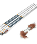 Top view of BORA NGX 100-inch aluminum clamp-edge saw guide rail with T-track and orange end caps.