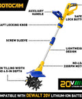 Cordless Garden Tiller No Cord Hassle That Uses Your 20V Battery 330 RPM With 48 Steel Tines Nine Inch Tilling Width And Six Point Five Inch Depth