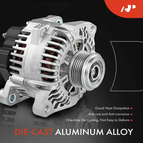 Beefy 12V 110Amp Alternator With 6-Groove CW Pulley For Hyundai Sonata 2006-2010 And Kia Forte 2010-2013 side view