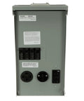 Heavy Duty 100 Amp Rv Power Outlet Box With Gfci Receptacle And Prewired Breakers showing back view with multiple breakers.