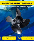 Hub Kit Included 15 Inch 15 Pitch Aluminum Outboard Propeller Four Blade Right Hand Rotation Fits Mercury MerCruiser Alpha Bravo One 135 300HP 15 Dia Prop Replacement Back Up for 2 and 4 Stroke Engines, shown underwater with focus on blades
