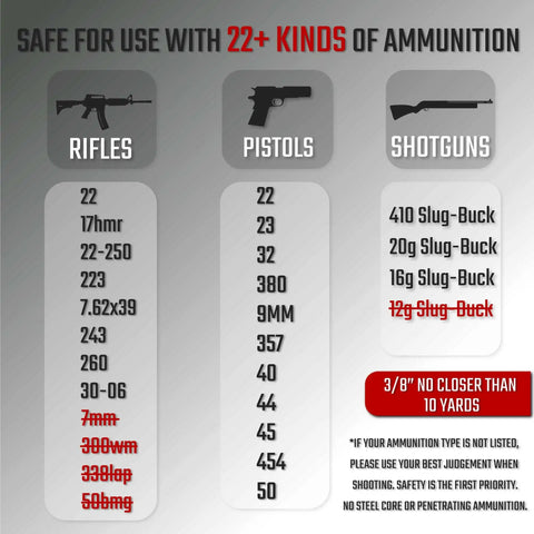 AR500 Steel Shooting Targets Three Eighths Inch Thick 12 Inch Torso Silhouettes With Gongs ammunition compatibility chart