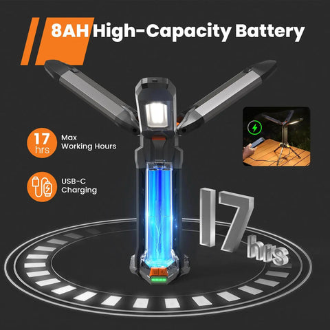 Go To 4 In 1 Cordless Work Light With Stand And Detachable Tripod Rechargeable LED Lamp with dimmable 700 1200 2200 lumens