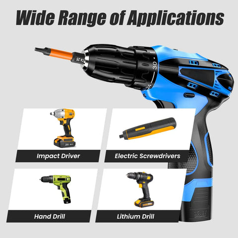 Drill using 10 Piece Magnetic Triangle Screwdriver Bits Set with 2 Inch Long S2 Steel Triangle Heads, 1/4 Inch Hex Shank