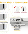 3D adjustment system for Two Pack Full Overlay Cabinet Hinges Frameless Self Closing Silent Soft Close Bracket with adjustment screws.