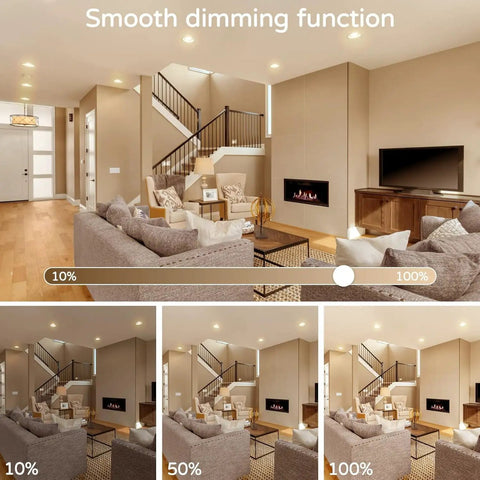 Living room with smooth dimming of Dimmable MR16 LED Bulbs With GU5.3 Bi-Pin Base, 2700K Soft White, 5W-50W Equivalent